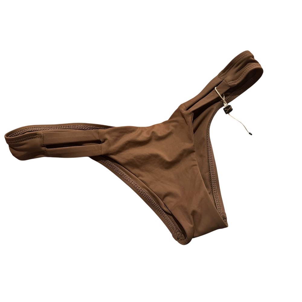 Vitamin A Eco Friendly Brown Double Strap Bikini Bottom M Made in USA New
